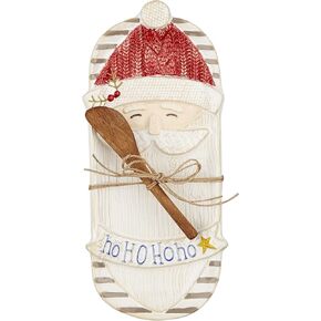 Mud Pie Christmas Butter Dish Set, Santa, dish 9 3/4" x 4 1/4" | spreader 5 1/2"