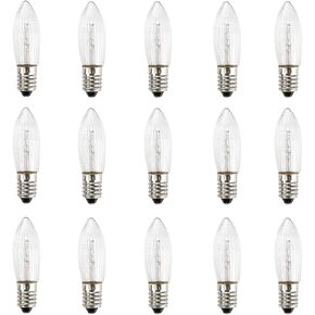 Pack of 15 AC E10 LED Replacement Light Bulbs Top Candle for Fairy Lights 10V - 55V 0.3W 3000K
