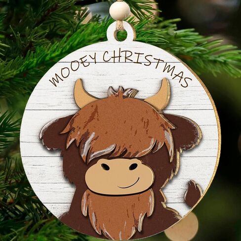 Highland Cow Christmas Ornaments, Highland Cow Ornaments for Christmas Tree, Highland Cow Christmas Decorations, Christmas Cow, Christmas Highland Cow, Baby Cow Ornament (Ribbon) in Saudi Arabia