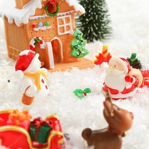 LovesTown Christmas Miniature Figurines for Crafts, 25 PCS Christmas Miniature Ornaments Kit Snowman Christmas Fairy Resin Ornaments Pine Tree for Christmas Garden in Saudi Arabia