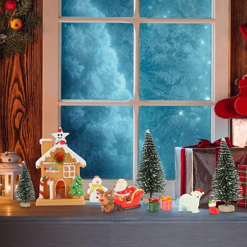 LovesTown Christmas Miniature Figurines for Crafts, 25 PCS Christmas Miniature Ornaments Kit Snowman Christmas Fairy Resin Ornaments Pine Tree for Christmas Garden in Saudi Arabia