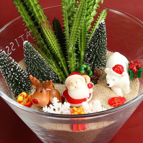 LovesTown Christmas Miniature Figurines for Crafts, 25 PCS Christmas Miniature Ornaments Kit Snowman Christmas Fairy Resin Ornaments Pine Tree for Christmas Garden in Saudi Arabia