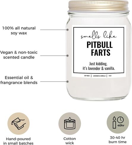 تصاميم YouNique تنبعث من رائحة بيتبول فرتس هدايا شمعة الصويا لمحبي بيتبول - هدايا بيتبول أمي للنساء - بيتبول أمي هدايا الكلب فرتس شمعة 8oz - هدايا لمحبي الكلاب (الخزامى والفانيليا) in Kuwait