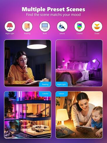 BrizLabs Smart Light Bulbs, RGBWW LED Light Bulb, Color Changing Light Bulb, App Control WiFi Light Bulb Compatible with Alexa and Google Home, 806 Lumens, A19, E26, 2.4 GHz, No Hub Required, 4 Pack in Saudi Arabia