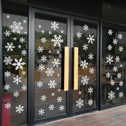 8 Sheets Christmas Snowflake Window Clings White Snowflake Window Decals Winter Snow Window Decorations Snowflake Window Stickers for Home Bedroom Office Living Room Glass Windows Decorations in Saudi Arabia