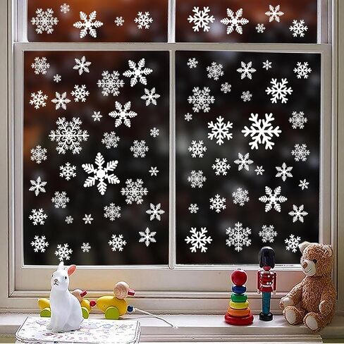 8 Sheets Christmas Snowflake Window Clings White Snowflake Window Decals Winter Snow Window Decorations Snowflake Window Stickers for Home Bedroom Office Living Room Glass Windows Decorations in Saudi Arabia