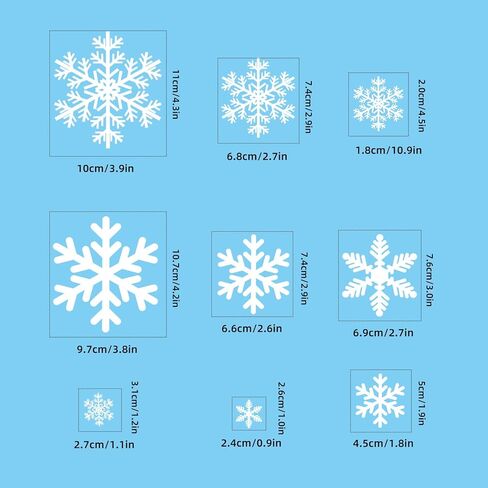8 Sheets Christmas Snowflake Window Clings White Snowflake Window Decals Winter Snow Window Decorations Snowflake Window Stickers for Home Bedroom Office Living Room Glass Windows Decorations in Saudi Arabia
