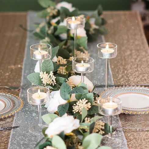 Glass Candle Holder for Tea Light, 3Pcs Clear Hurricane Candle Holder for Table Centerpiece, Tealight Candle Holder Centerpiece for Dining Room Table Wedding Party Home Decor in Saudi Arabia
