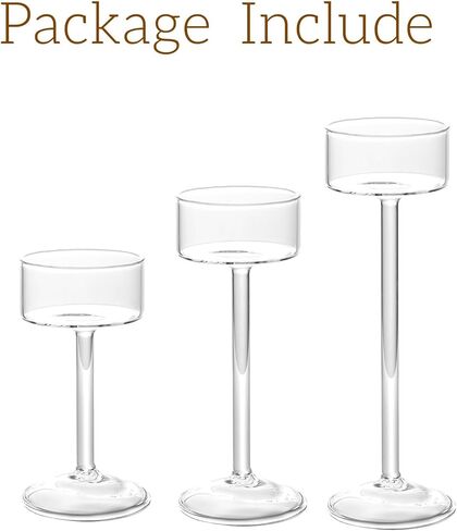 Glass Candle Holder for Tea Light, 3Pcs Clear Hurricane Candle Holder for Table Centerpiece, Tealight Candle Holder Centerpiece for Dining Room Table Wedding Party Home Decor in Saudi Arabia