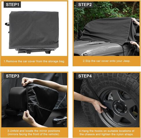 Guina Windshield & Front Side Window Snow Cover Compatible wirh Jeep Wrangle JL JT 18-24, 600D Oxford Cloth Windshield Cover with Mirror Cover for Snow Rain Hail Protection in Saudi Arabia