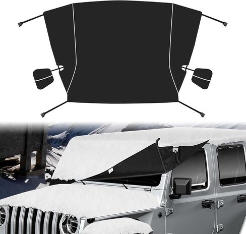 Guina Windshield & Front Side Window Snow Cover Compatible wirh Jeep Wrangle JL JT 18-24, 600D Oxford Cloth Windshield Cover with Mirror Cover for Snow Rain Hail Protection in Saudi Arabia