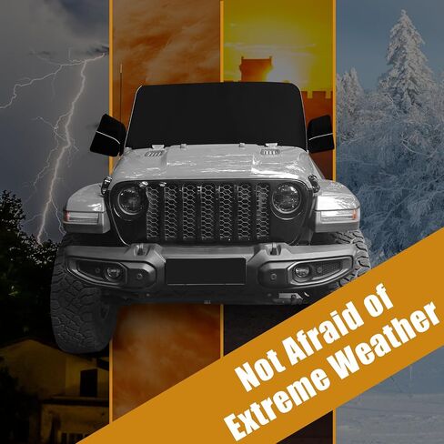 Guina Windshield & Front Side Window Snow Cover Compatible wirh Jeep Wrangle JL JT 18-24, 600D Oxford Cloth Windshield Cover with Mirror Cover for Snow Rain Hail Protection in Saudi Arabia