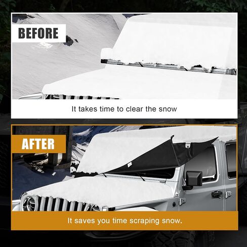 Guina Windshield & Front Side Window Snow Cover Compatible wirh Jeep Wrangle JL JT 18-24, 600D Oxford Cloth Windshield Cover with Mirror Cover for Snow Rain Hail Protection in Saudi Arabia