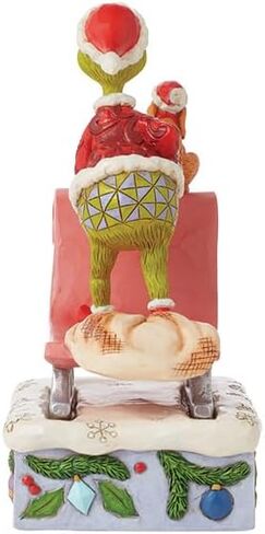 Enesco Dr. Seuss Grinch من Jim Shore Santa Grinch مع تمثال Max Riding on Sleigh، تمثال منحوت لديكور المنزل مصنوع يدويًا من الراتنج الحجري، 6.75 بوصة، متعدد الألوان in Saudi Arabia