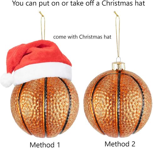 3.15" Christmas Ornament Basketball Glass Blown Ornaments for 2024 Christmas Tree Decoration - Christmas Ball Ornaments Balls for Xmas Holiday Party Tree Decoration in Saudi Arabia