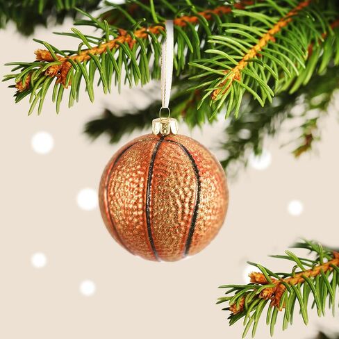 3.15" Christmas Ornament Basketball Glass Blown Ornaments for 2024 Christmas Tree Decoration - Christmas Ball Ornaments Balls for Xmas Holiday Party Tree Decoration in Saudi Arabia