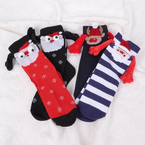 Bibalablli زوجان من الجوارب المغناطيسية التي تمسك الأيدي الجوارب المبتكرة المضحكة للرجال والنساء والأب والأم والأزواج والعشاق والفتيات المراهقات والأولاد in Kuwait