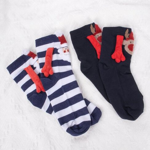 Bibalablli زوجان من الجوارب المغناطيسية التي تمسك الأيدي الجوارب المبتكرة المضحكة للرجال والنساء والأب والأم والأزواج والعشاق والفتيات المراهقات والأولاد in Kuwait