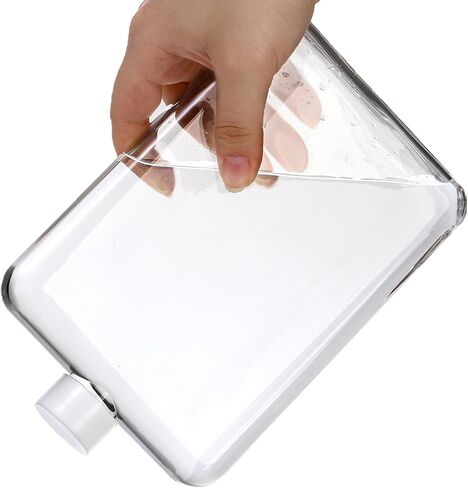 عبوتان من زجاجة مياه مسطحة، زجاجة مياه مربعة خالية من مادة BPA سعة 16 أونصة مع غطاء مانع للتسرب، قارورة جيب محمولة رفيعة لزجاجة المياه للمحفظة، والسفر، والرياضة، وصالة الألعاب الرياضية، واللياقة البدنية in Kuwait