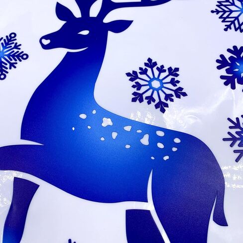 funlife Winter Snowflakes and Snowball Decorative Stained Window Decal, Double Sided Thickened Static Cling Glass Covering for Bathroom Glass Window Decor, Blue and Gold Snowflakes 15.75"x22.05" in Saudi Arabia
