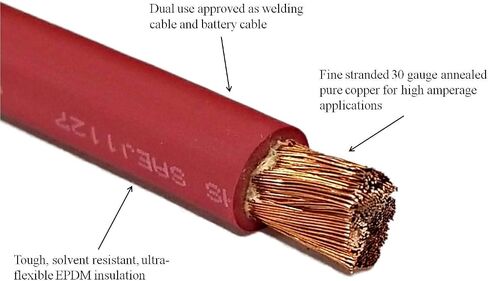 WNI 1/0 AWG 1/0 Gauge 5 Feet Black + 5 Feet Red Battery Welding Pure Copper Ultra Flexible Cable + 5pcs of 5/16" & 5pcs 3/8" Copper Cable Lug Terminal Connectors + 3 Feet Heat Shrink Tubing in Saudi Arabia