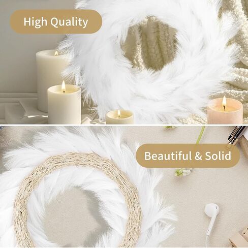 24" Pampas Grass Wreaths, Artificial Bohemian Wreath for All Seasons, Boho Wall Decor, Front Door Farmhouse Boho Home Decor for Christmas, Spring, Fall, Wedding, Bathroom, Party Table DIY Decoration in Saudi Arabia