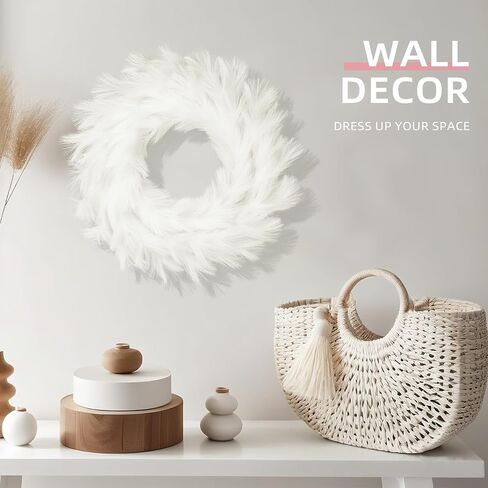 24" Pampas Grass Wreaths, Artificial Bohemian Wreath for All Seasons, Boho Wall Decor, Front Door Farmhouse Boho Home Decor for Christmas, Spring, Fall, Wedding, Bathroom, Party Table DIY Decoration in Saudi Arabia