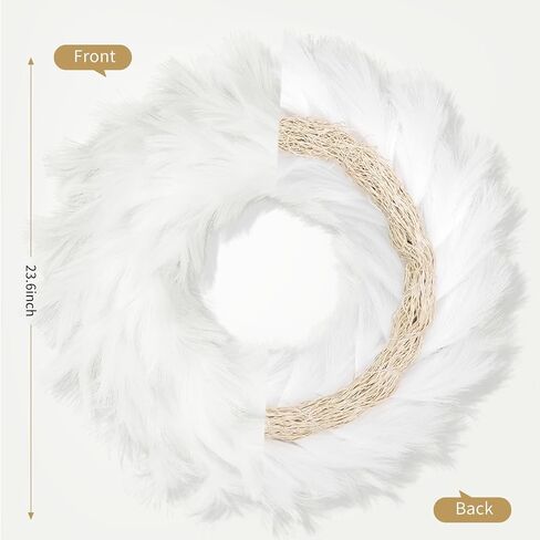 24" Pampas Grass Wreaths, Artificial Bohemian Wreath for All Seasons, Boho Wall Decor, Front Door Farmhouse Boho Home Decor for Christmas, Spring, Fall, Wedding, Bathroom, Party Table DIY Decoration in Saudi Arabia
