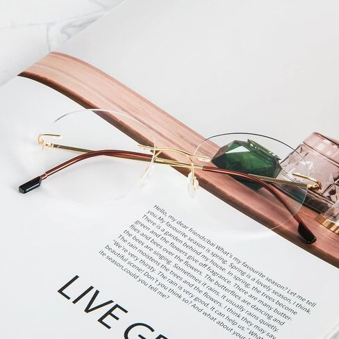 Round rimless reading glasses super light titanium alloy Reader for men and women in Kuwait