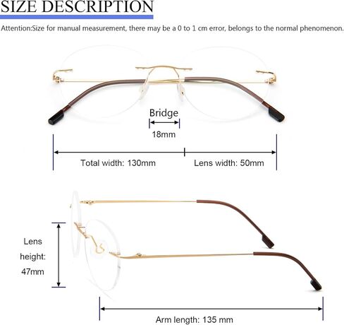 Round rimless reading glasses super light titanium alloy Reader for men and women in Kuwait