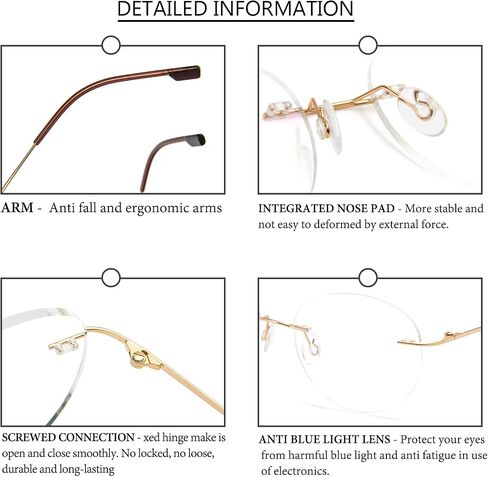 Round rimless reading glasses super light titanium alloy Reader for men and women in Kuwait