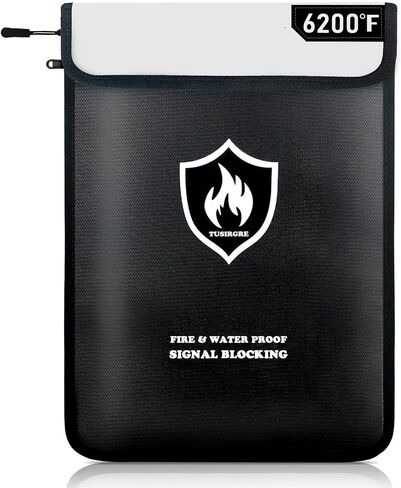 5200°F Upgraded Fireproof Document Bag, 15.7 x 11.4 Faraday Bag, Fireproof Money Bag with Zipper/Reflective Strip, 18 Layers of Heat Insulated Materials, RFID Blocking Bag Protects Devices in Saudi Arabia