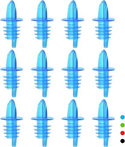 Plastic Liquor Bottle Pourers blue- 12 Pack Classic Bottle Pourers for Alcohol, Leak-Proof, Dishwasher-Safe Pour Spouts for Liquor Bottles (blue) in Saudi Arabia