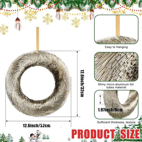 Hoteam اكاليل عيد الميلاد الزينة للباب الأمامي 12.6 بوصة قطرها يدويا زخرفة عيد الميلاد مع قاعدة حلقة صلبة لنافذة المنزل جدار المزرعة داخلي في الهواء الطلق عطلة الطرف الامدادات in Kuwait