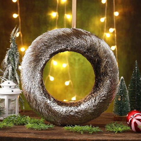 Hoteam اكاليل عيد الميلاد الزينة للباب الأمامي 12.6 بوصة قطرها يدويا زخرفة عيد الميلاد مع قاعدة حلقة صلبة لنافذة المنزل جدار المزرعة داخلي في الهواء الطلق عطلة الطرف الامدادات in Kuwait