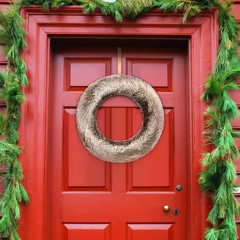 Hoteam اكاليل عيد الميلاد الزينة للباب الأمامي 12.6 بوصة قطرها يدويا زخرفة عيد الميلاد مع قاعدة حلقة صلبة لنافذة المنزل جدار المزرعة داخلي في الهواء الطلق عطلة الطرف الامدادات in Kuwait
