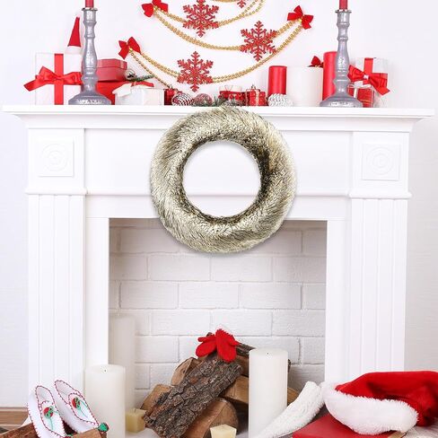 Hoteam اكاليل عيد الميلاد الزينة للباب الأمامي 12.6 بوصة قطرها يدويا زخرفة عيد الميلاد مع قاعدة حلقة صلبة لنافذة المنزل جدار المزرعة داخلي في الهواء الطلق عطلة الطرف الامدادات in Kuwait