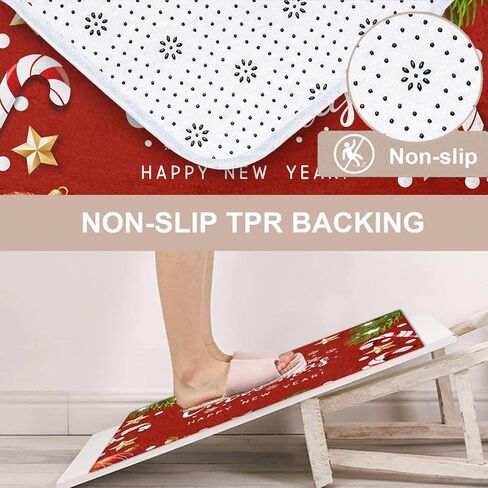 ArtSocket Christmas Bathroom Rugs and Mats Sets 3 Piece, Xmas Ball Candy Cane Snowflakes Bathroom Rugs Non Slip, Winter Absorbent Microfiber Memory Foam Bath Mat Machine Washable Floor Mats in Kuwait