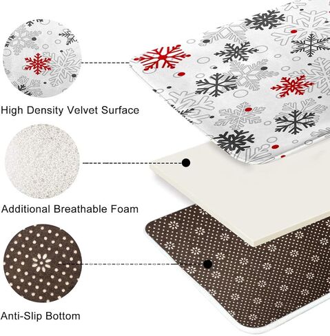 ArtSocket Christmas Bathroom Rugs and Mats Sets 3 Piece, Xmas Ball Candy Cane Snowflakes Bathroom Rugs Non Slip, Winter Absorbent Microfiber Memory Foam Bath Mat Machine Washable Floor Mats in Kuwait