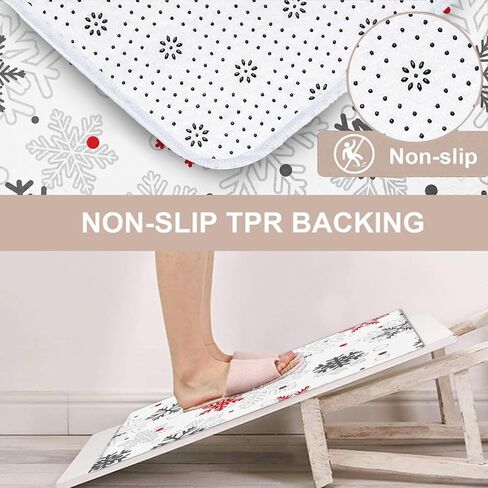 ArtSocket Christmas Bathroom Rugs and Mats Sets 3 Piece, Xmas Ball Candy Cane Snowflakes Bathroom Rugs Non Slip, Winter Absorbent Microfiber Memory Foam Bath Mat Machine Washable Floor Mats in Kuwait