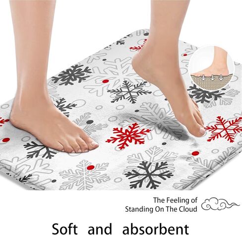 ArtSocket Christmas Bathroom Rugs and Mats Sets 3 Piece, Xmas Ball Candy Cane Snowflakes Bathroom Rugs Non Slip, Winter Absorbent Microfiber Memory Foam Bath Mat Machine Washable Floor Mats in Kuwait