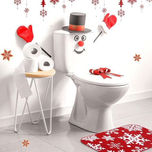 Christmas Bathroom Rug 20"x 32" Christmas Bath Mat Red Christmas Bathroom Decor Reindeer Tree Snowflake Bath Rug Non Slip Absorbent Microfiber Washable Soft Xmas Shower Rug(Reindeer) in Kuwait