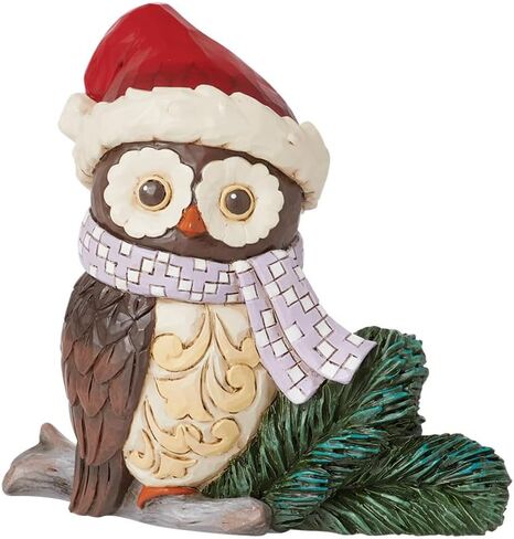 Enesco Jim Shore Heartwood Creek Owl with Santa Hat Miniature Figurine- Resin Hand Crafted Collectible Mini Figurines Christmas Home Decor Holiday Shelf Figure, 3.66 Inch, Multicolor in Saudi Arabia