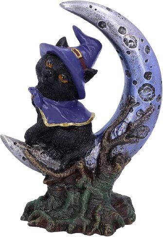 تمثال Nemesis Now Sooky Witches Cat المألوف في الهلال الأرجواني، ديكور قوطي من الراتنج مرسومة يدويًا، هدية للساحرات، 11.5 سم in Kuwait