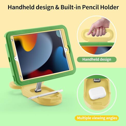 Kids Case for iPad 9th/8th/7th Generation 10.2 inch,Adjustable Portrait/Landscape Stand/Drop Proof with Handle,Child Friendly Case for iPad 10.2 2021/2020/2019 (Blackblue, ipad 10.2 inch) in Kuwait