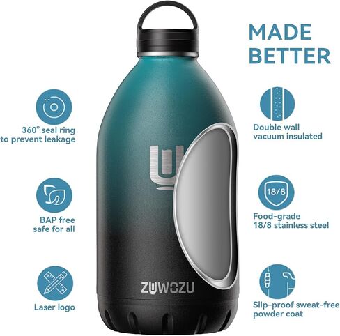 1 Gallon Water Bottle Insulated,128oz Large Stainless Steel Water Bottles with Straw, Strap & 3 Lids, Big Gallon Water Jug for Hot & Cold Drinks,Great for Sports,Gym,Camping, Navy Blue in Saudi Arabia
