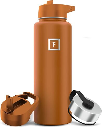 IRON °FLASK Camping & Hiking Hydration Flask, Wide Mouth, 3 Straw Lids, Stainless Steel Outdoor Water Bottle, Double Walled, Insulated Thermos, Metal Canteen - Twilight Blue, 22 Oz in Kuwait