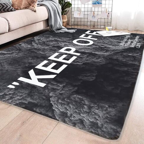 Keep Off Area Rug Black Gray Rug Modern 3D Printing Carpet Large Popular Anti- slip Floor Mats for Livingroom Bedroom Playroom Office 5' x 7' in Saudi Arabia