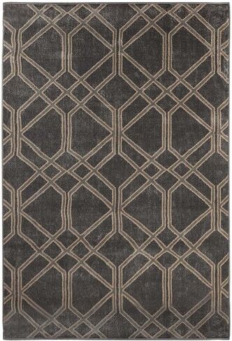 Superior Indoor Area Rug, Jute Backing, Medallion Rugs for Entryway, Living Room, Kitchen Floors, Bedroom, Office, Plush Floor Cover, Traditional Aesthetic, Crawford Collection, 4' x 6', Black Ivory in Kuwait