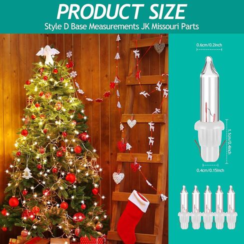 Mudder Christmas Clear استبدال مصابيح الإضاءة الصغيرة المتوهجة 3.5 فولت أضواء زجاجية صغيرة مع قاعدة بيضاء، 0.125 أمبير، 0.43 واط (100 قطعة) in Saudi Arabia